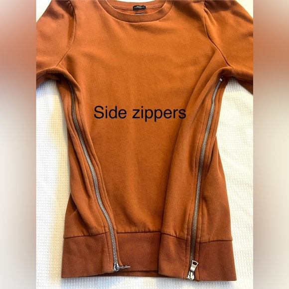 GAP Maternity Women’s Orange Sweatshirt Long-Sleeve Side Zippers Adjustable - Picture 5 of 13